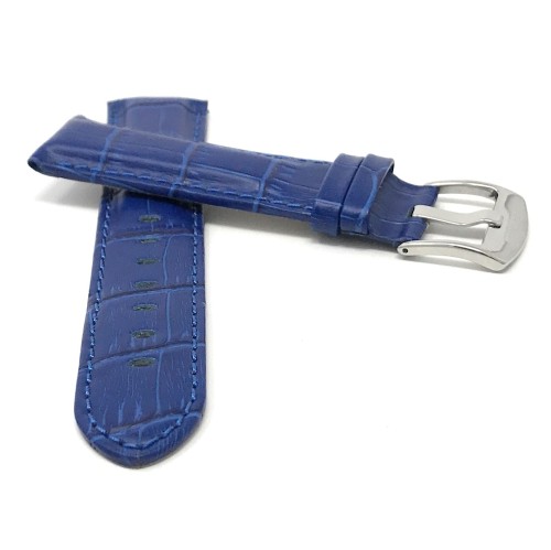 20mm Bracelet de montre intelligente pour Motorola 360, en cuir, bleu royal, motif alligator