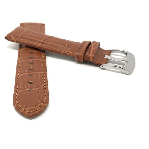20mm Tan Alligator Style Smartwatch Strap for Motorola 360 (42mm Case), Leather, Stainless Steel Buckle
