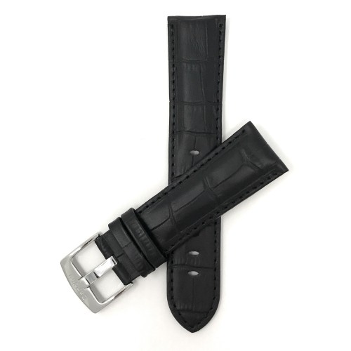 BANDINI  26MM Mens' Alligator Style Genuine Leather Watch Strap Band In Black