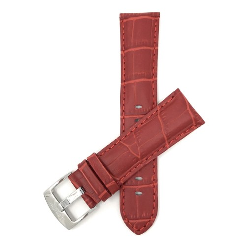 26mm Red Mens' Alligator Style Genuine Leather Watch Strap Band