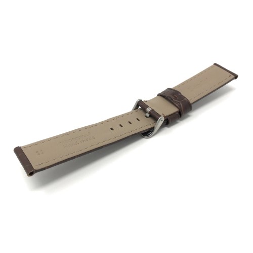 24mm bracelet de montre pour hommes en cuir véritable, brun clair, imperméable, motif alligator, finition mat