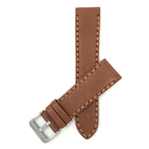 BANDINI  24MM Tan Mens' Waterproof, Genuine Leather Watch Band Strap, Mat Finish, Also Comes In Black Or With Colored Stitching In Brown