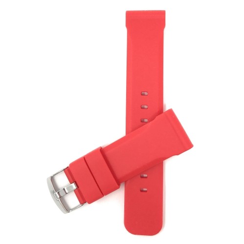 BANDINI  20MM Silicone Smartwatch Strap for Motorola 360 (42MM Case) & Skagen Hagen, With Stainless Steel Buckle In Red