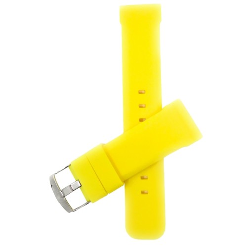 BANDINI  22MM Silicone Smartwatch Strap for Motorola 360 (46MM Case), Samsung S3 Classic, With Stainless Steel Buckle In Yellow
