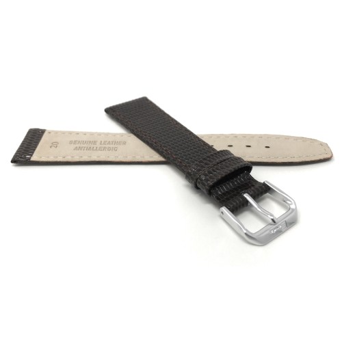 Extra Long 20mm Bracelet de montre intelligente en cuir, brun, motif lézard pour Skagen Hagen, Signatur and Hald