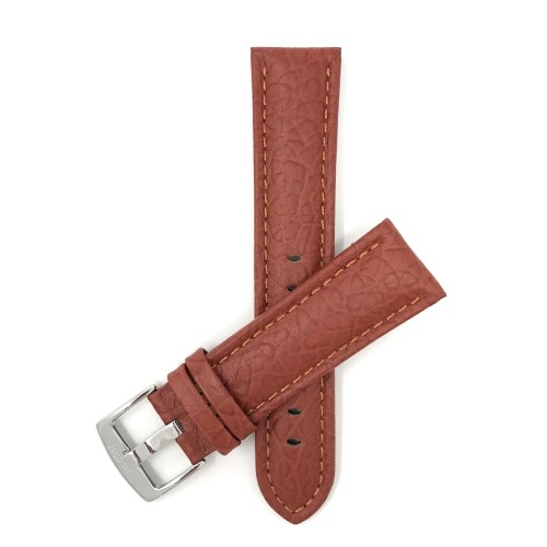 BANDINI  Extra Long (Xl) 30MM Classic Genuine Leather Buffalo Pattern Watch Strap Band, With Stainless Steel Buckle In Tan