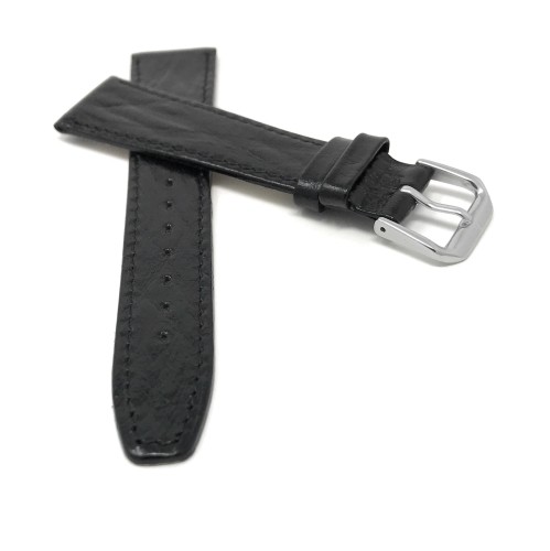 Extra Long, 20mm Slim Semi-Glossy Black Leather Smartwatch Strap for Skagen Hagen, Signatur and Hald