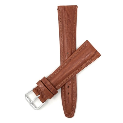 Extra Long, 16mm Classic, Tan Genuine Leather Watch Band Strap, Semi-Glossy Finish