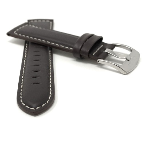 Extra Long, 22mm Brown Smartwatch Strap for Motorola 360, Samsung S3 Classic, Fossil Q, Leather, Stitching