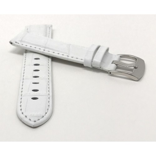 Extra Long, 20mm Alligator Pattern Smartwatch Strap for Motorola 360 (42mm Case), Leather, White