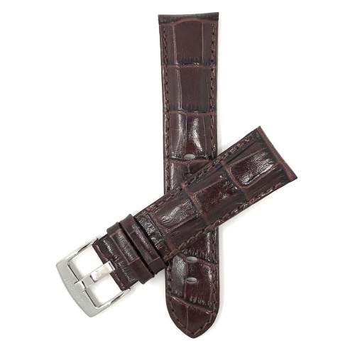 BANDINI  Extra Long (Xl), 30MM Mens' Alligator Style Genuine Leather Watch Band Strap In Brown