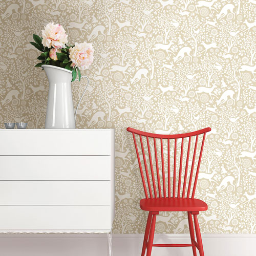 A-Street Prints Mirabelle Meadow Animals Wallpaper - Taupe
