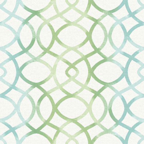 A-Street Prints Geometrie Twister Trellis Wallpaper - Aquamarine