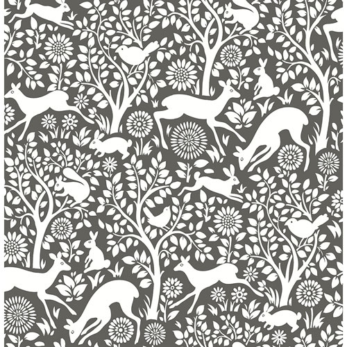 A Street Prints Mirabelle Meadow Animals Wallpaper Charcoal