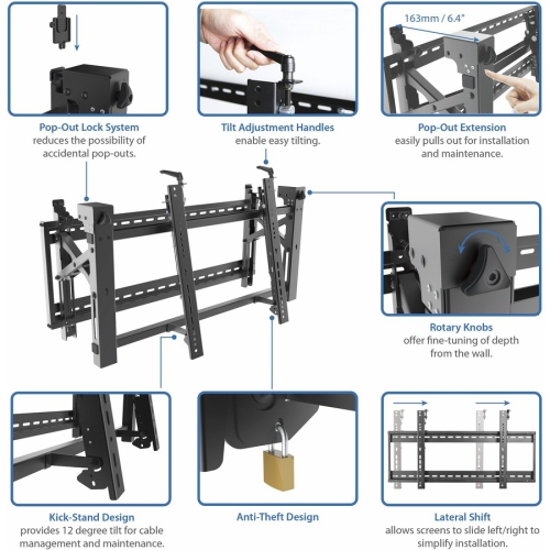 StarTech.com Video Wall Mount - Pop-Out Design - Micro-Adjustment