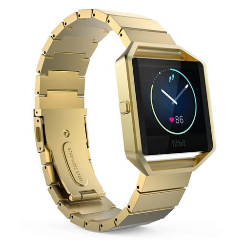 Fitbit Blaze Stainless Steel Wristwatch Strap in Yellow Gold