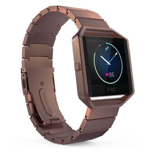 Fitbit Blaze Stainless Steel Wristwatch Strap in Coffee