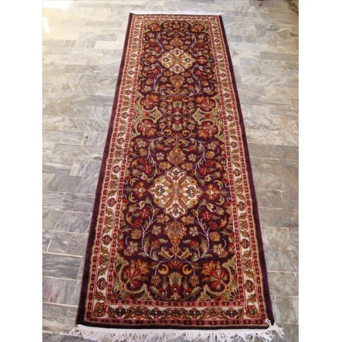 Ahmedani Amazing Lilac Rare Hand Knotted Wool Silk Carpet Rug 8.0' x 2.6' Hallway Runner - Purple