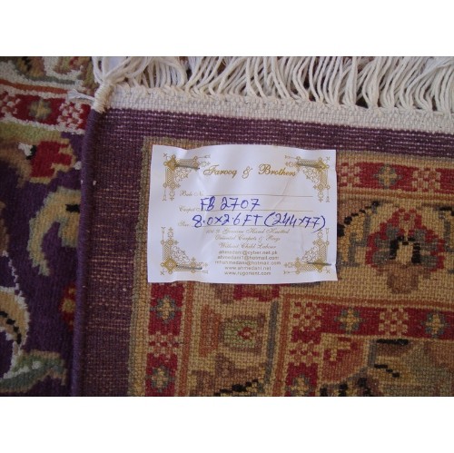 Ahmedani Amazing Lilac Rare Hand Knotted Wool Silk Carpet Rug 8.0' x 2.6' Hallway Runner - Purple