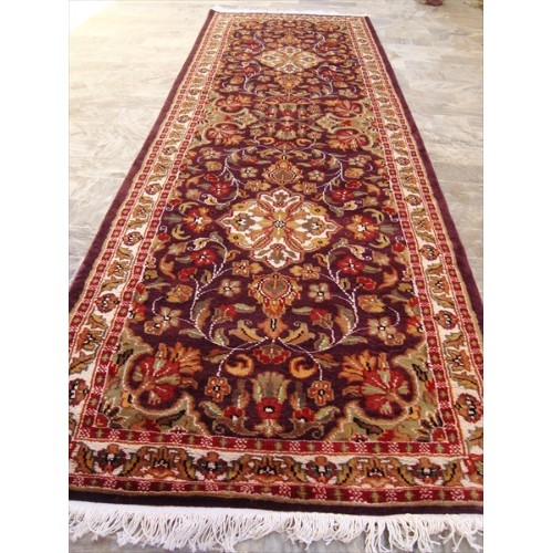 Ahmedani Amazing Lilac Rare Hand Knotted Wool Silk Carpet Rug 8.0' x 2.6' Hallway Runner - Purple