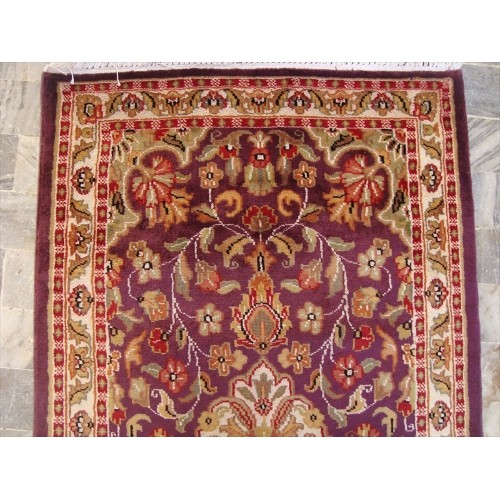 Ahmedani Amazing Lilac Rare Hand Knotted Wool Silk Carpet Rug 8.0' x 2.6' Hallway Runner - Purple