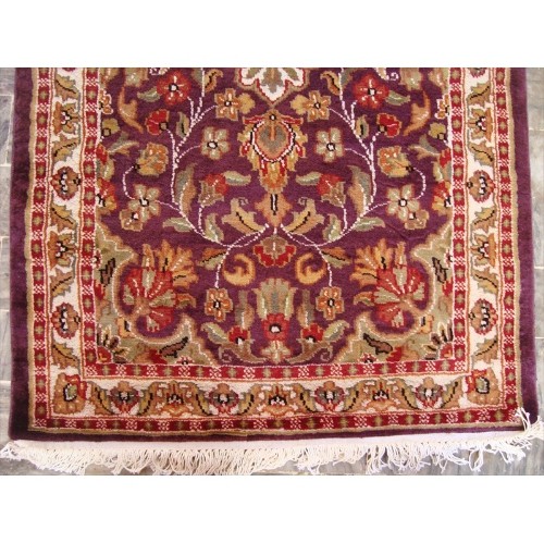 Ahmedani Amazing Lilac Rare Hand Knotted Wool Silk Carpet Rug 8.0' x 2.6' Hallway Runner - Purple