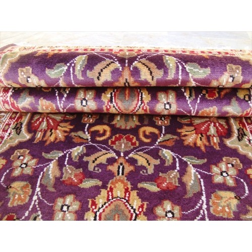 Ahmedani Amazing Lilac Rare Hand Knotted Wool Silk Carpet Rug 8.0' x 2.6' Hallway Runner - Purple