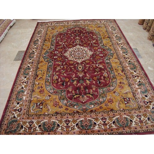 Love Medallion Floral Oriental Area Rug Hand Knotted Wool Silk Carpet'