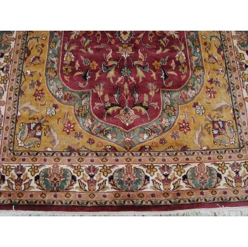 Love Medallion Floral Oriental Area Rug Hand Knotted Wool Silk Carpet'