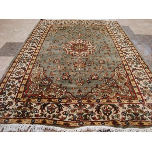 Awesome Exotic Grey Silver Floral Medallion Area Rug Hand Knotted Wool Silk Carpet'