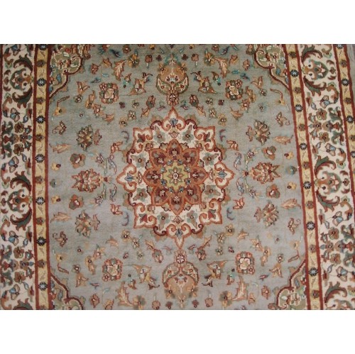 Awesome Exotic Grey Silver Floral Medallion Area Rug Hand Knotted Wool Silk Carpet'