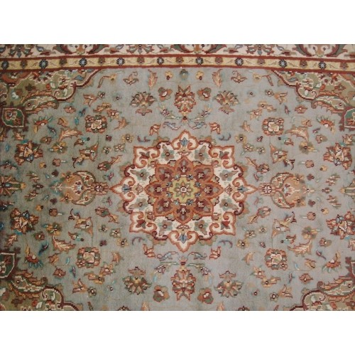 Awesome Exotic Grey Silver Floral Medallion Area Rug Hand Knotted Wool Silk Carpet'
