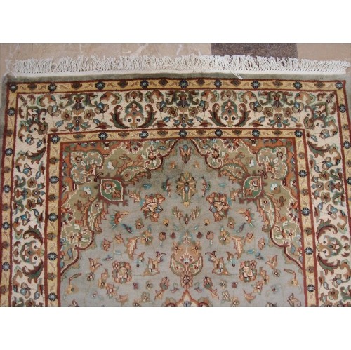Awesome Exotic Grey Silver Floral Medallion Area Rug Hand Knotted Wool Silk Carpet'