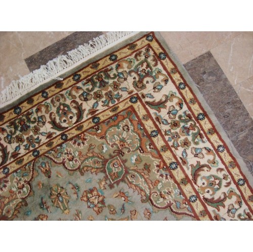 Awesome Exotic Grey Silver Floral Medallion Area Rug Hand Knotted Wool Silk Carpet'