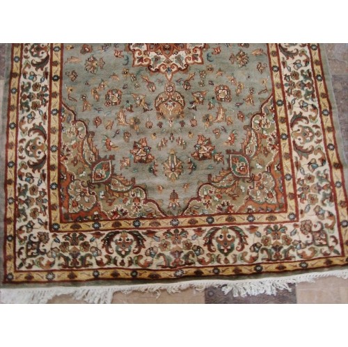 Awesome Exotic Grey Silver Floral Medallion Area Rug Hand Knotted Wool Silk Carpet'