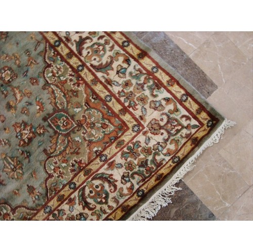 Awesome Exotic Grey Silver Floral Medallion Area Rug Hand Knotted Wool Silk Carpet'