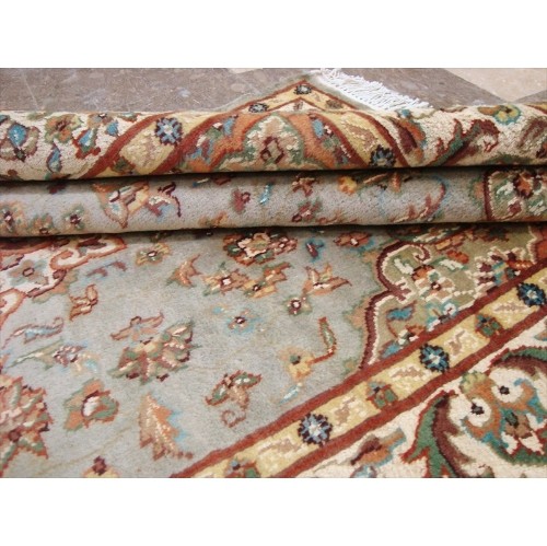 Awesome Exotic Grey Silver Floral Medallion Area Rug Hand Knotted Wool Silk Carpet'