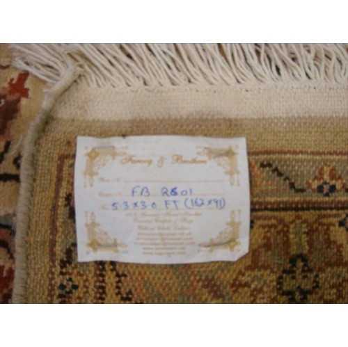 Ahmedani Wow Floral Medallion Hand Knotted Wool Silk Carpet 5.3' x 3.0' Area Rug - Cream