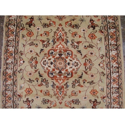 Ahmedani Wow Floral Medallion Hand Knotted Wool Silk Carpet 5.3' x 3.0' Area Rug - Cream