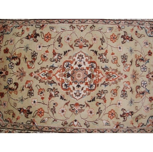 Ahmedani Wow Floral Medallion Hand Knotted Wool Silk Carpet 5.3' x 3.0' Area Rug - Cream