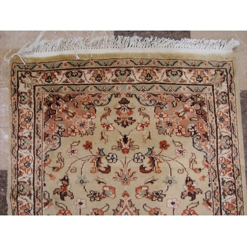 Ahmedani Wow Floral Medallion Hand Knotted Wool Silk Carpet 5.3' x 3.0' Area Rug - Cream