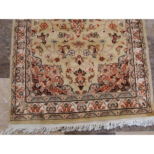 Ahmedani Wow Floral Medallion Hand Knotted Wool Silk Carpet 5.3' x 3.0' Area Rug - Cream