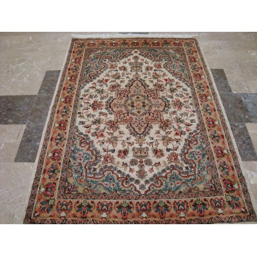 Ahmedani Sarafia Beauty Floral Oriental Hand Knotted Wool Silk Carpet 6.0' x 4.2' Area Rug - Multi-Colour