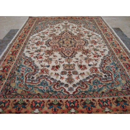 Ahmedani Sarafia Beauty Floral Oriental Hand Knotted Wool Silk Carpet 6.0' x 4.2' Area Rug - Multi-Colour