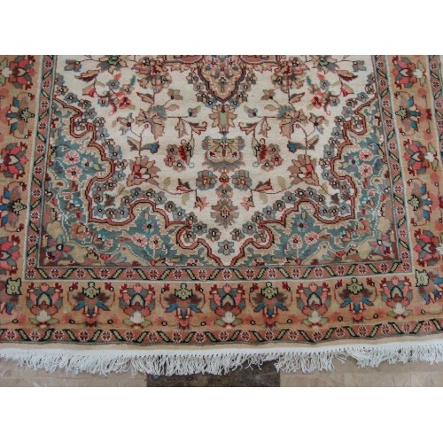 Ahmedani Sarafia Beauty Floral Oriental Hand Knotted Wool Silk Carpet 6.0' x 4.2' Area Rug - Multi-Colour