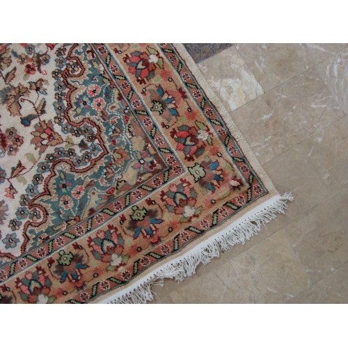Ahmedani Sarafia Beauty Floral Oriental Hand Knotted Wool Silk Carpet 6.0' x 4.2' Area Rug - Multi-Colour