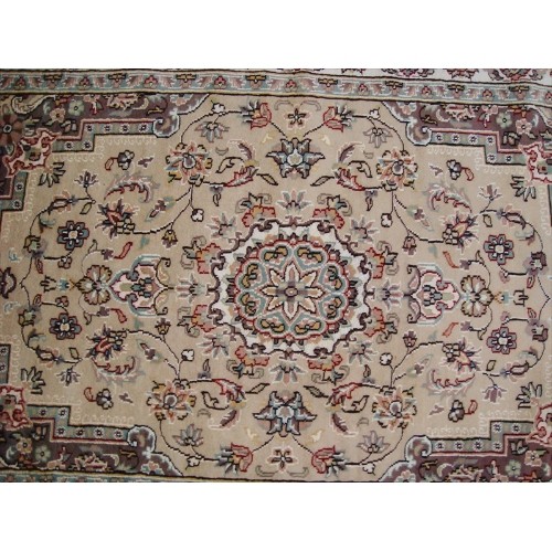 Ahmedani Beige Tan Beauty Floral Oriental Hand Knotted Wool Silk Carpet 6.1' x 4.1' Area Rug - Beige/Tan