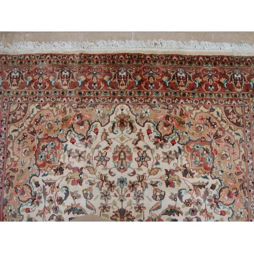 Ahmedani Exclusive Moon Medallion Floral Oriental Hand Knotted Wool Silk Carpet 9.2' x 6.1' Area Rug - Multi-Colour