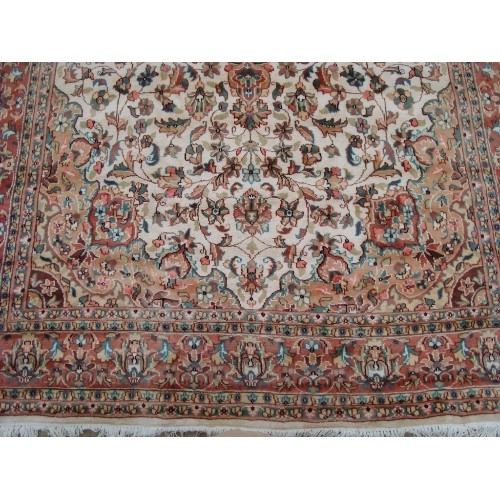 Ahmedani Exclusive Moon Medallion Floral Oriental Hand Knotted Wool Silk Carpet 9.2' x 6.1' Area Rug - Multi-Colour