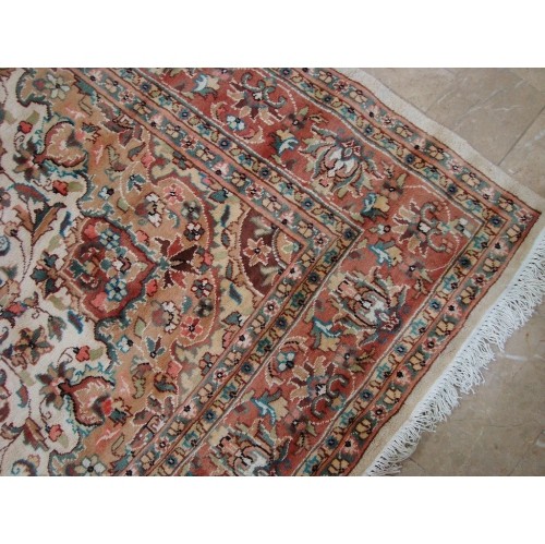 Ahmedani Exclusive Moon Medallion Floral Oriental Hand Knotted Wool Silk Carpet 9.2' x 6.1' Area Rug - Multi-Colour